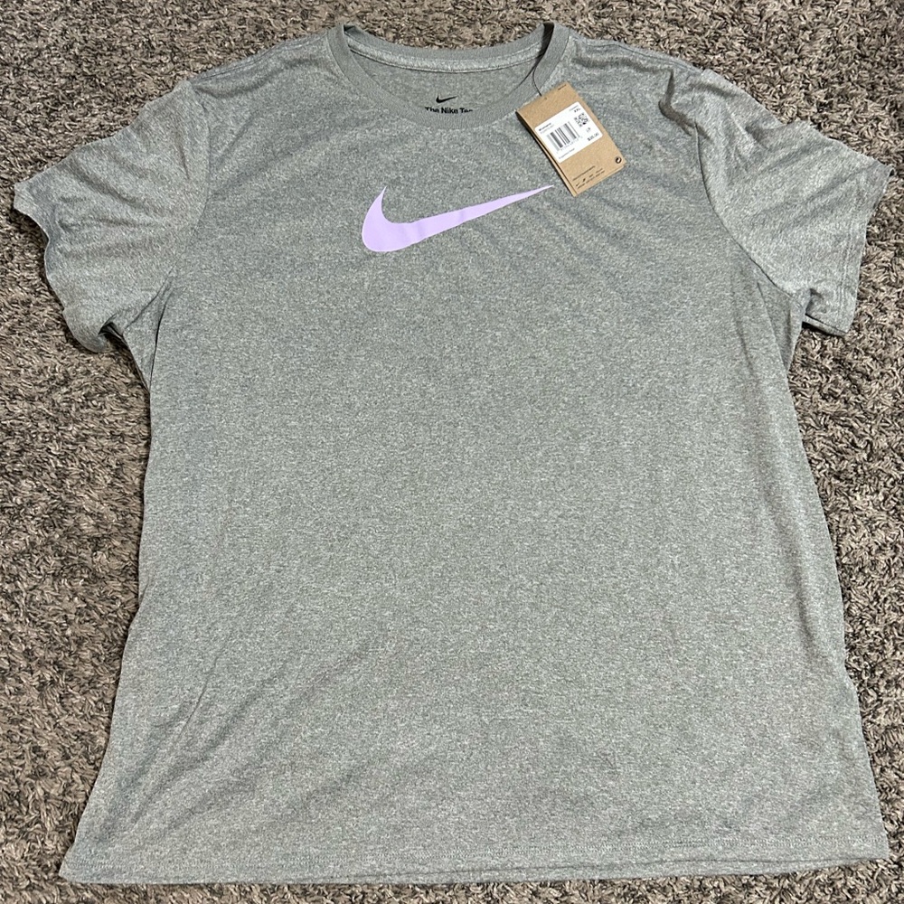 Nike Heather Gray Tee with Lavender Swoosh